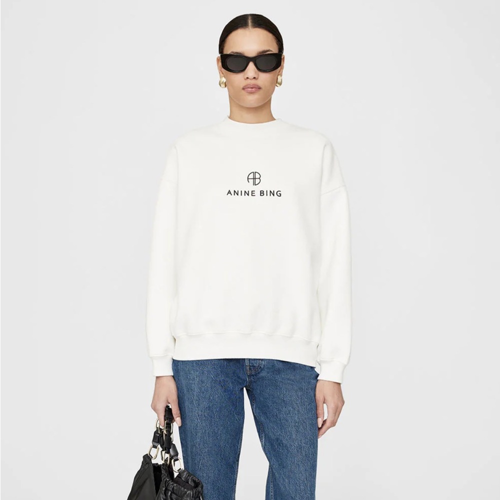 Anine Bing Jaci sweatshirt monogram sz XS